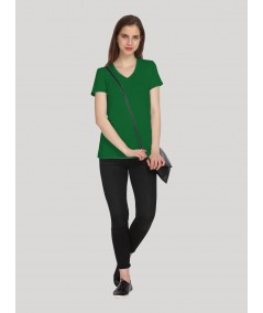 Green Solid V Neck TShirt