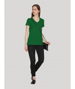 Green Solid V Neck TShirt