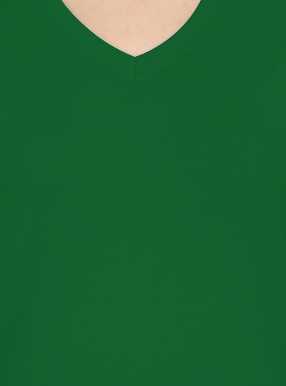 Green Solid V Neck TShirt