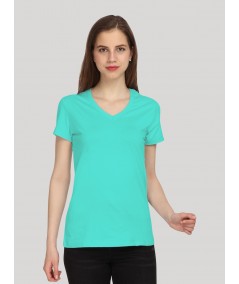 Aqua Solid V Neck TShirt