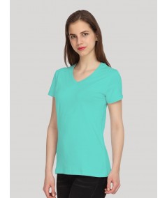 Aqua Solid V Neck TShirt