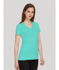 Aqua Solid V Neck TShirt