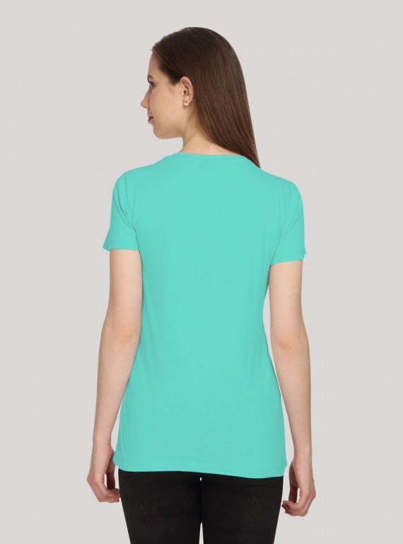 Aqua Solid V Neck TShirt