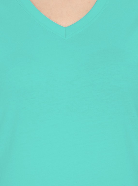 Aqua Solid V Neck TShirt