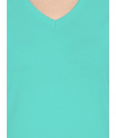 Aqua Solid V Neck TShirt