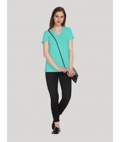 Aqua Solid V Neck TShirt