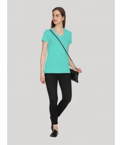Aqua Solid V Neck TShirt