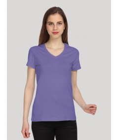 Lilac Solid V Neck TShirt