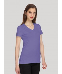 Lilac Solid V Neck TShirt