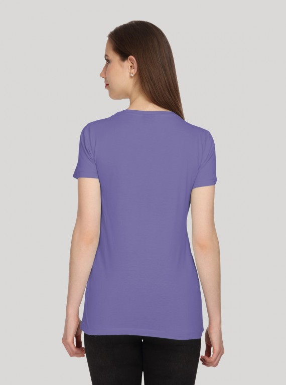 Lilac Solid V Neck TShirt