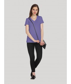 Lilac Solid V Neck TShirt