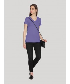 Lilac Solid V Neck TShirt