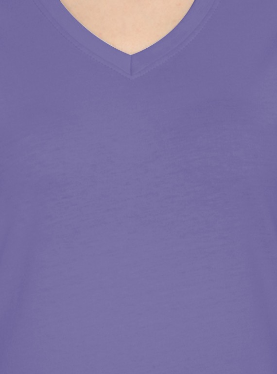 Lilac Solid V Neck TShirt