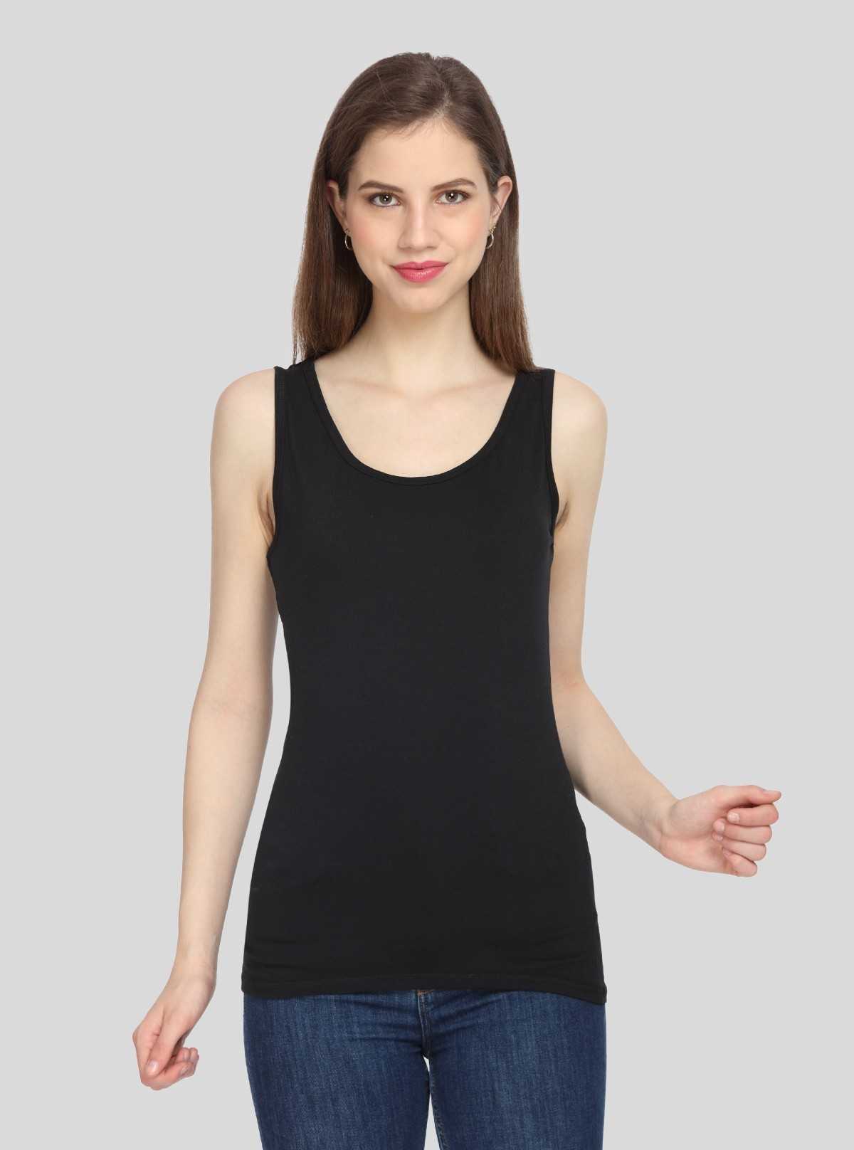 Women’s Solid Black Sleeveless Stretch Top – Boer and Fitch