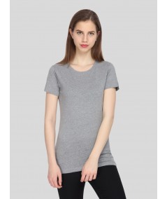 Women's Grey Melange Crew Neck Cotton Jersey Short Sleeve T-Shirt by Boer and Fitch