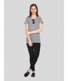 Grey Melange Crew Neck TShirt