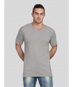 Men’s Grey Melange Basic V-Neck T-Shirt – Soft Cotton Everyday Essential