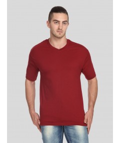 Men’s Soft Burgundy Basic V-Neck T-Shirt – Classic Fit Cotton Tee