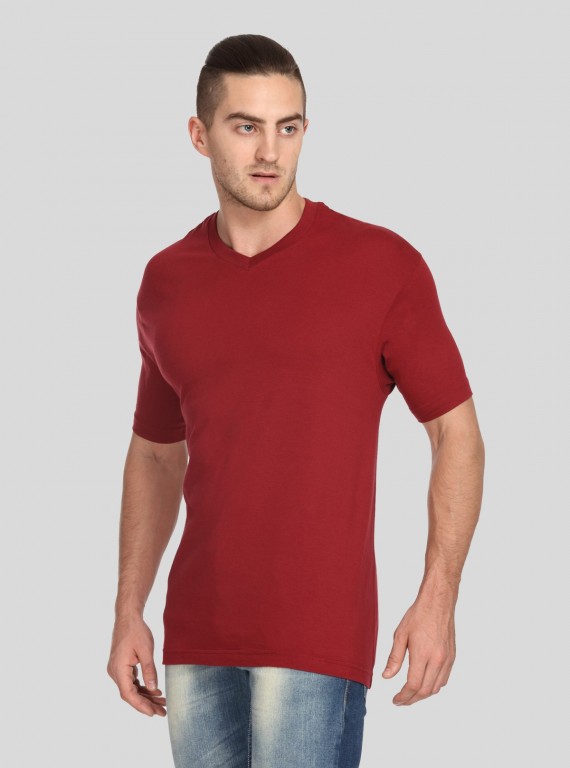 Burgundy Red V Neck TShirt