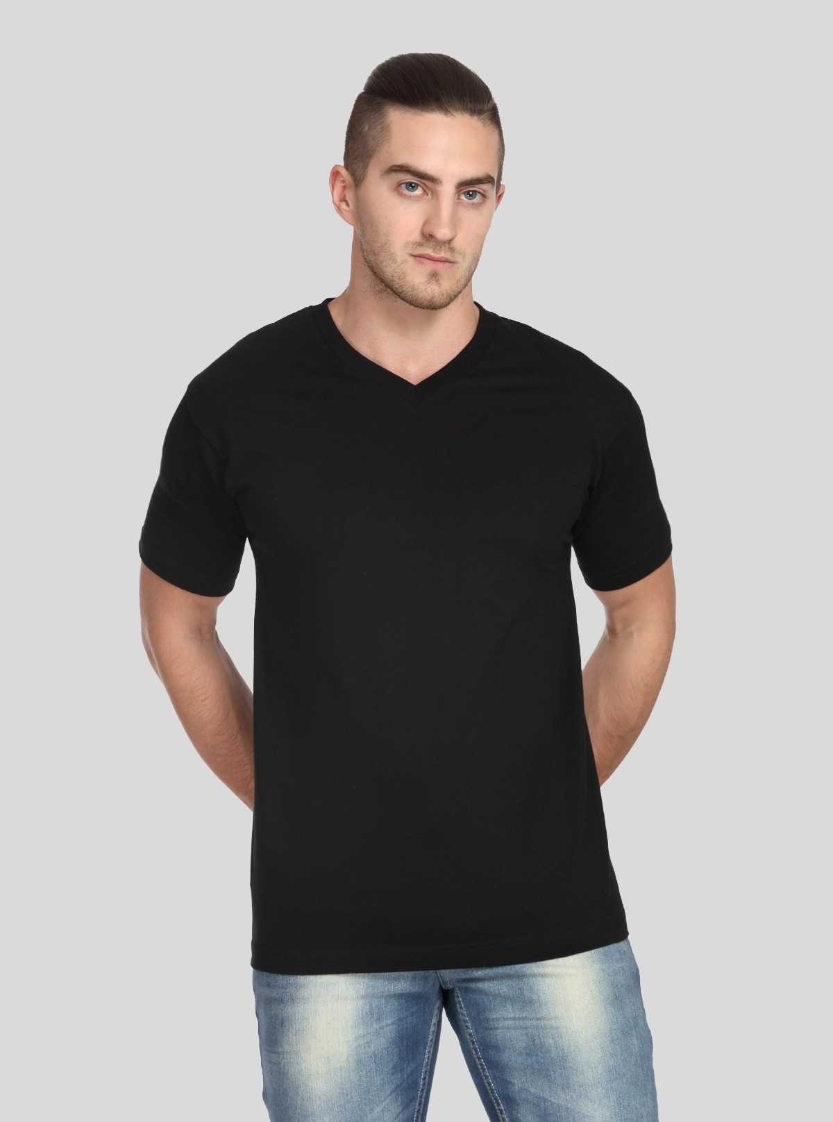Men’s Black Basic V-Neck T-Shirt – Classic Everyday Comfort Cotton Tee