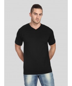 Men’s Black Basic V-Neck T-Shirt – Classic Everyday Comfort Cotton Tee