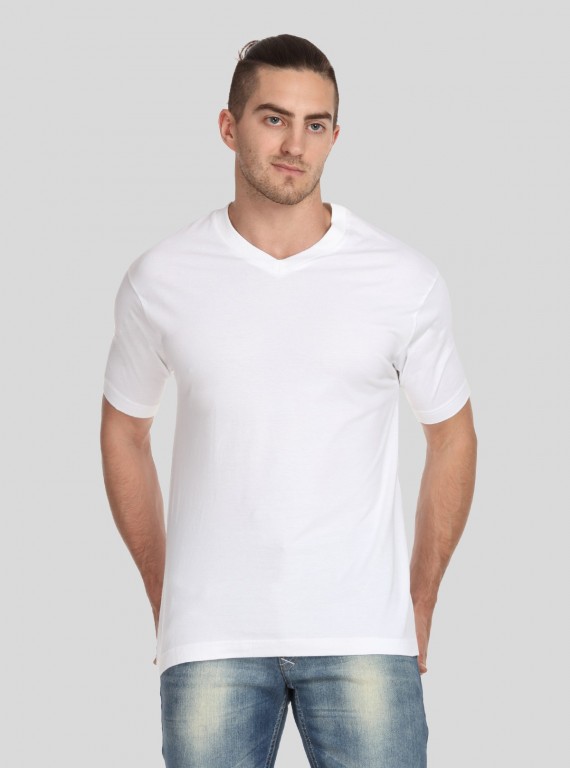 Men’s White Basic V-Neck T-Shirt – Classic Cotton Tee for Everyday Wear