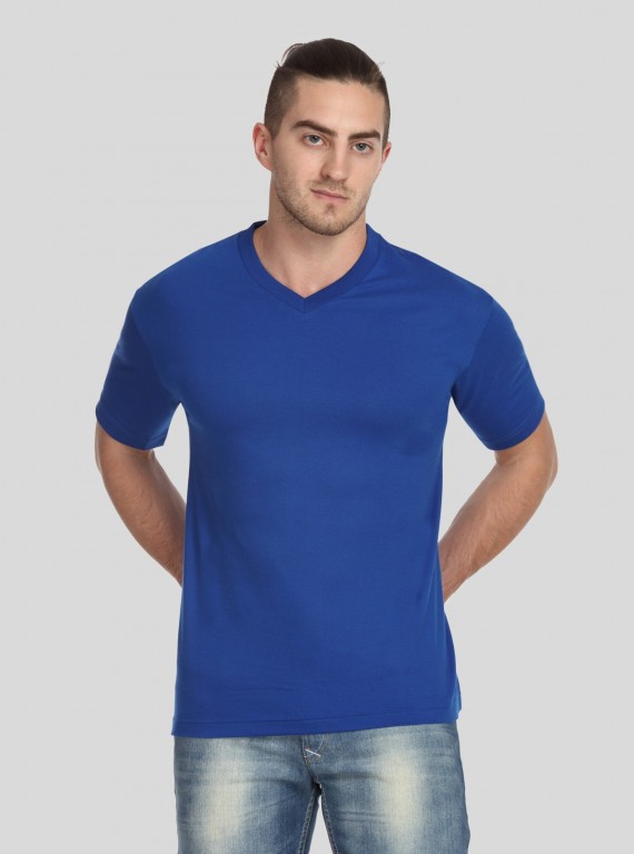Men’s Royal Blue Basic V-Neck T-Shirt – Premium Cotton Everyday Wear
