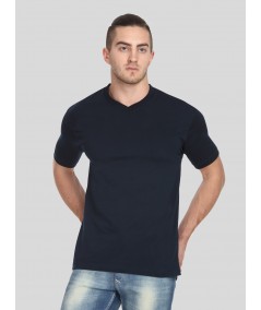 Men’s Navy Blue Basic V-Neck T-Shirt – Classic Cotton Casual Wear Tee