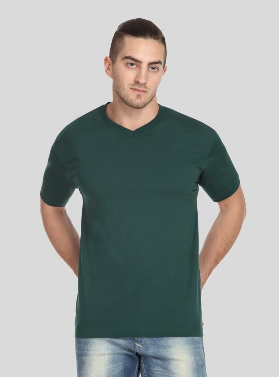 Men’s Forest Green Basic V-Neck T-Shirt – Classic Fit Premium Cotton Tee