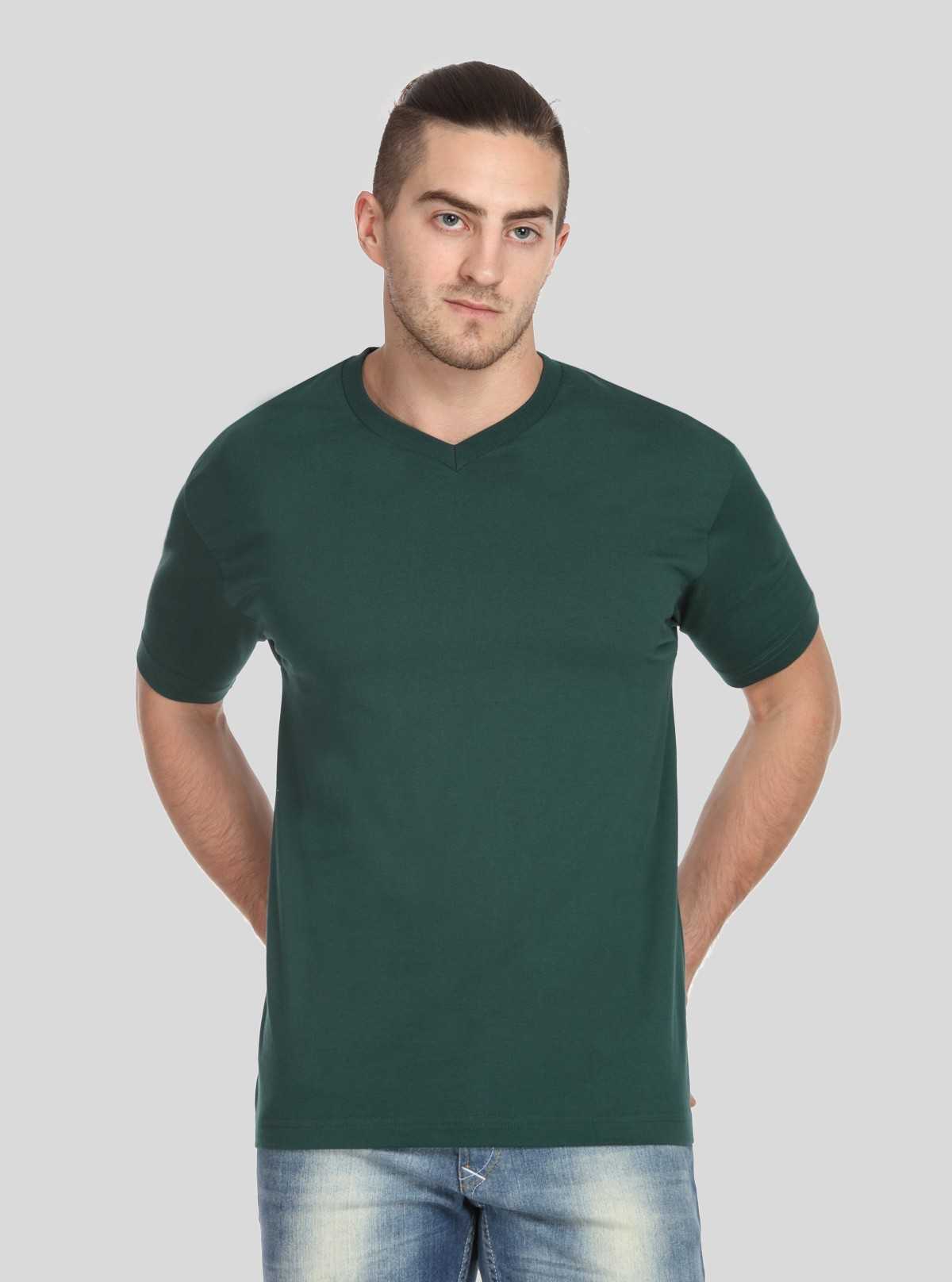 Men’s Forest Green Basic V-Neck T-Shirt – Classic Fit Premium Cotton Tee