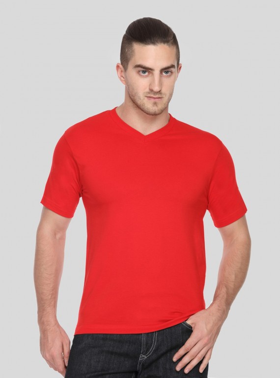 Men’s Red Basic V-Neck T-Shirt – Classic Fit Cotton Tee for Daily Wear