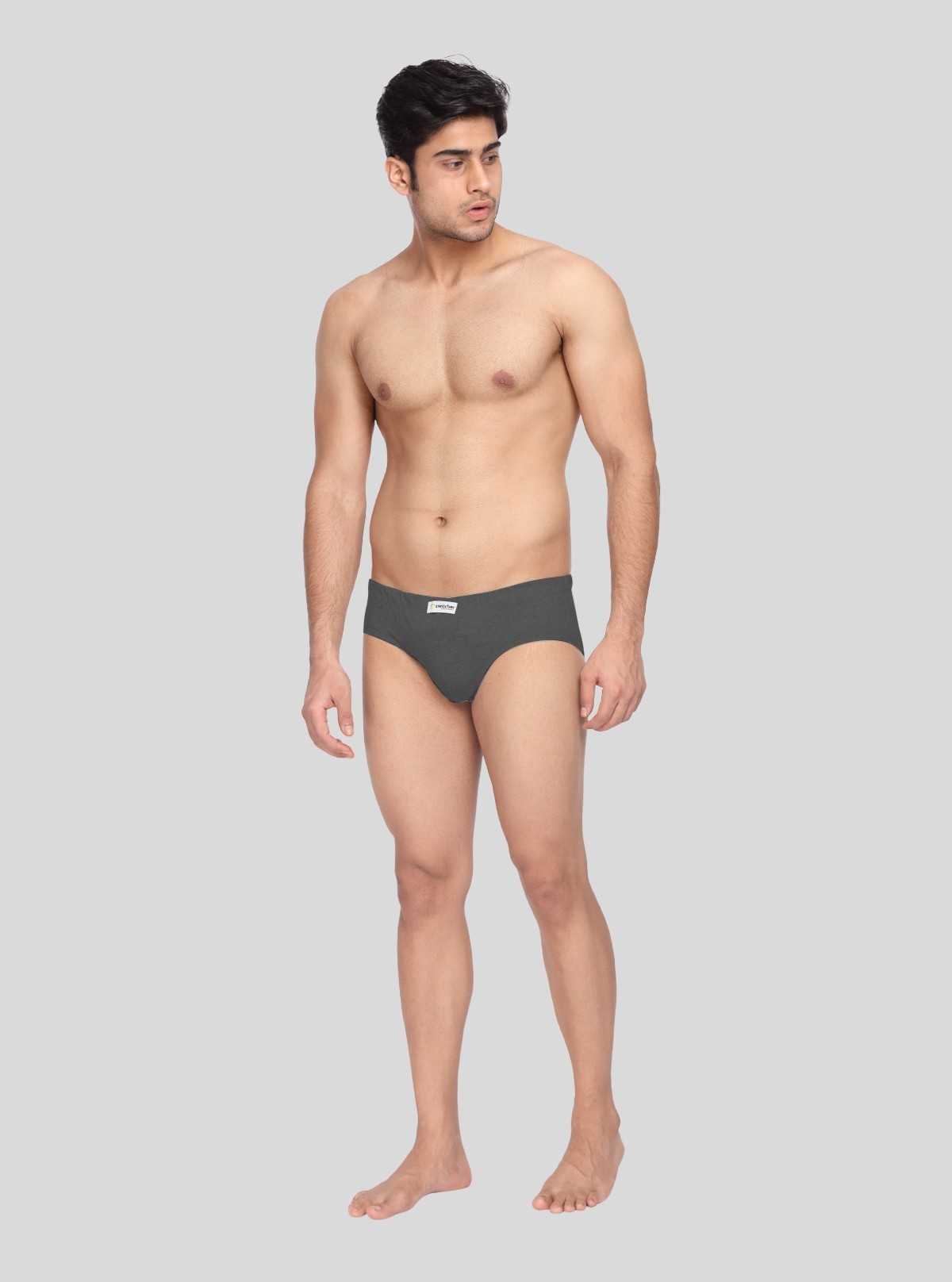 Men's Charcoal Melange Classic Fit Briefs – Pack of 2