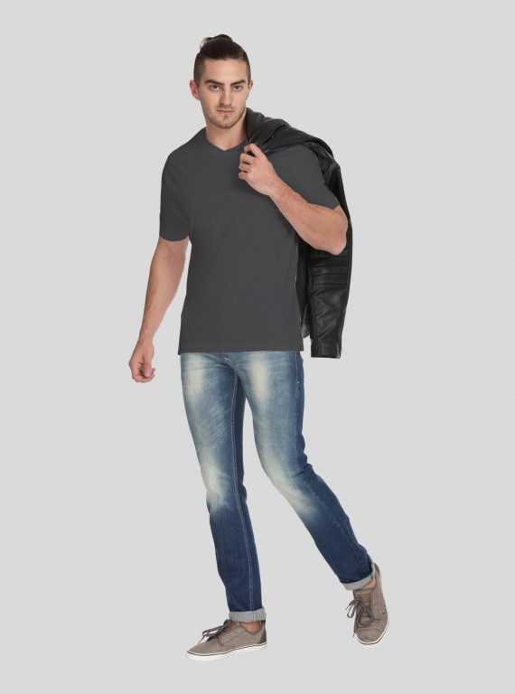 Dusted Grey V Neck TShirt