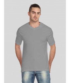 Men’s Light Grey Basic V-Neck T-Shirt – Soft Cotton Classic Fit Tee