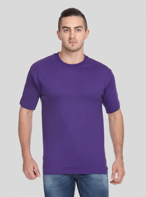 Men's Violet Basic Crew Neck T-Shirt – Bold Hue, Everyday Comfort