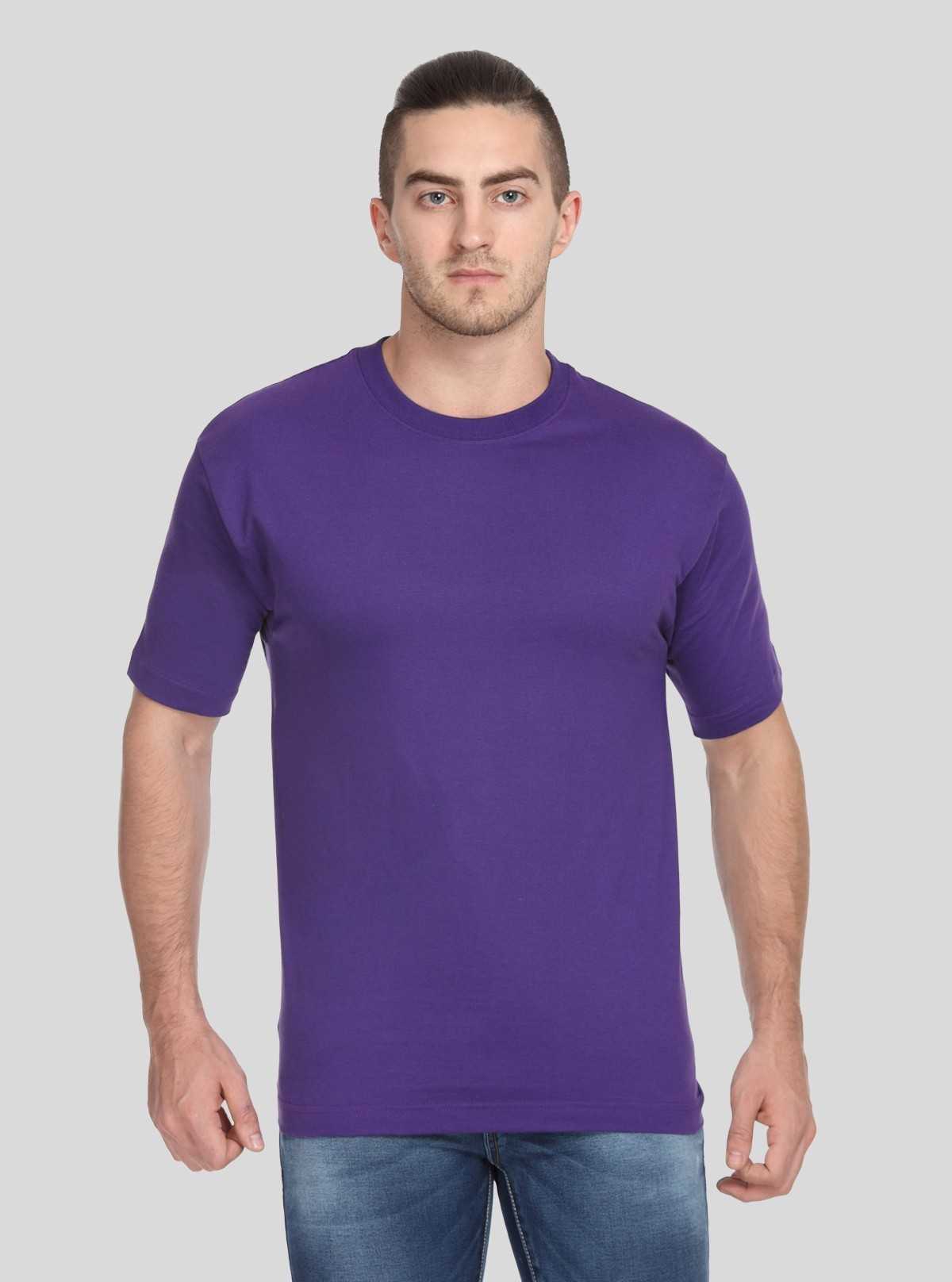 Men's Violet Basic Crew Neck T-Shirt – Bold Hue, Everyday Comfort
