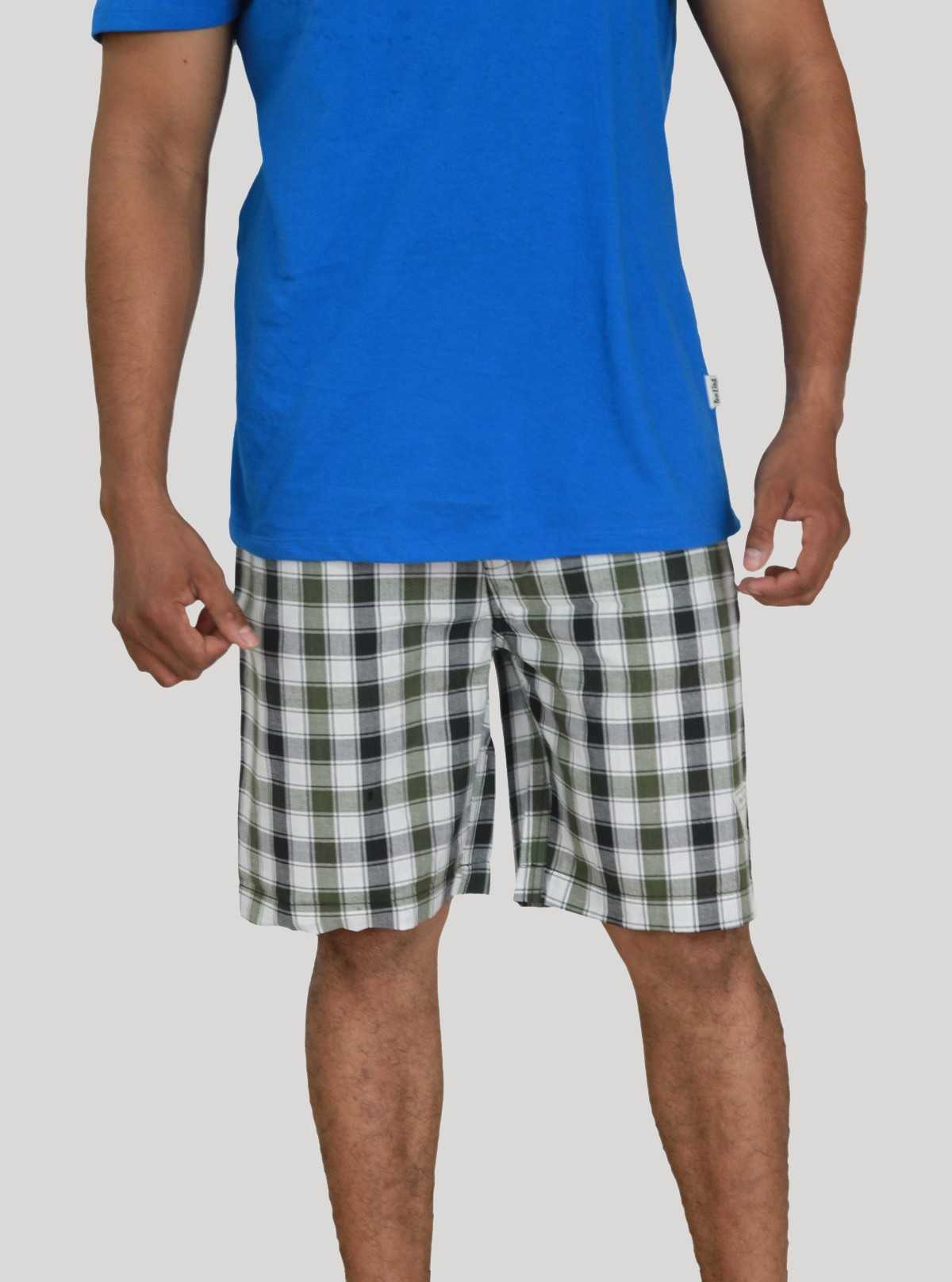 Men’s Green Checked Cotton Shorts – Trendy Casual Wear by Boer and Fitch