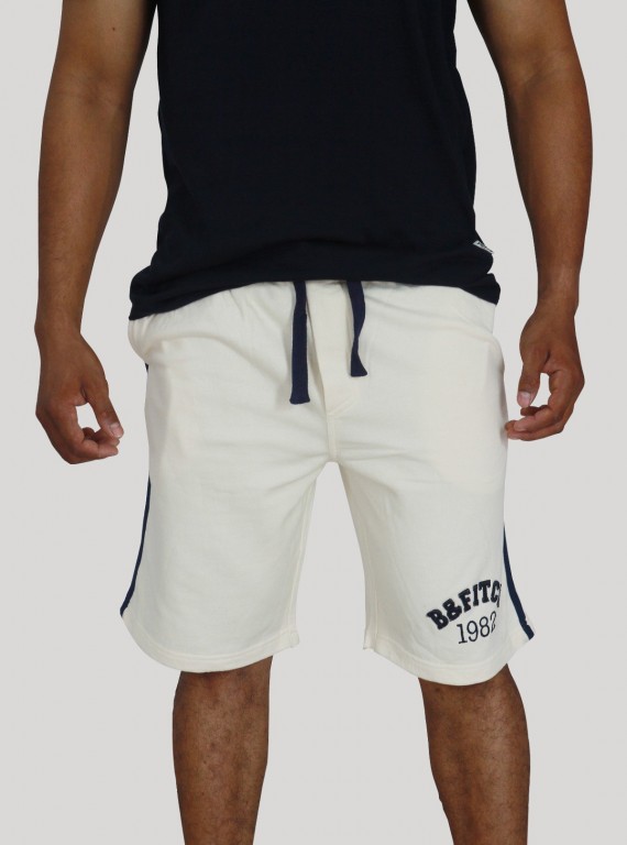 White Piping Fleece Shorts for Men – Casual Comfort Shorts by Boer and Fitch