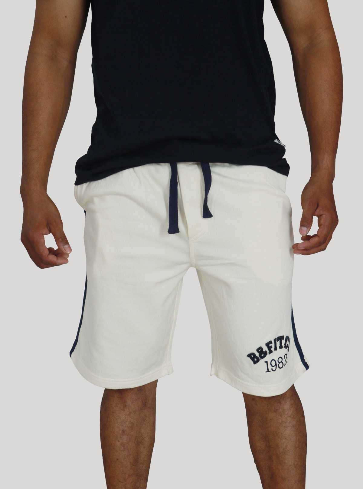White Piping Fleece Shorts for Men – Casual Comfort Shorts by Boer and Fitch