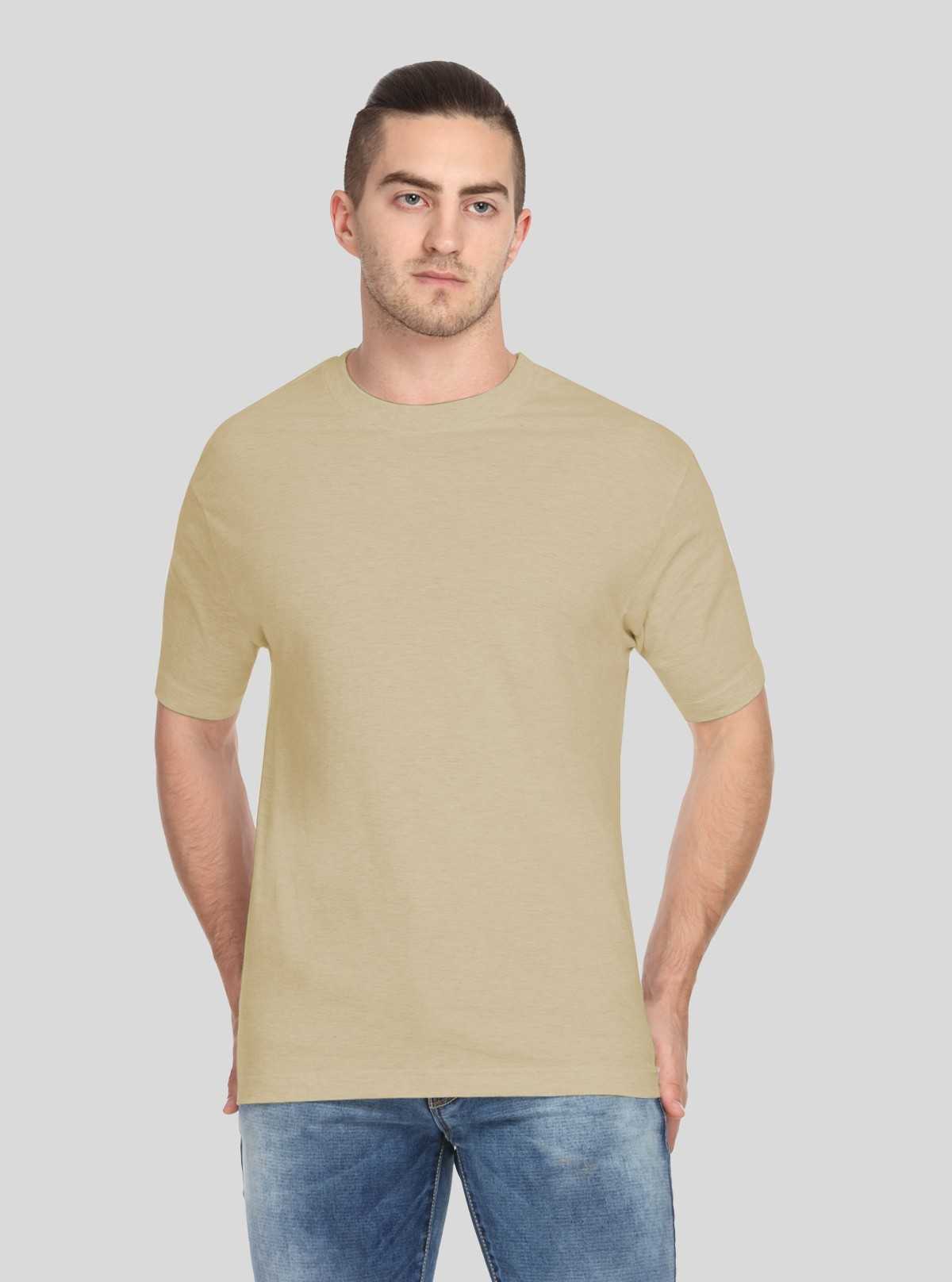 Men’s Beige Round Neck T-Shirt – Comfortable & Stylish | Boer & Fitch