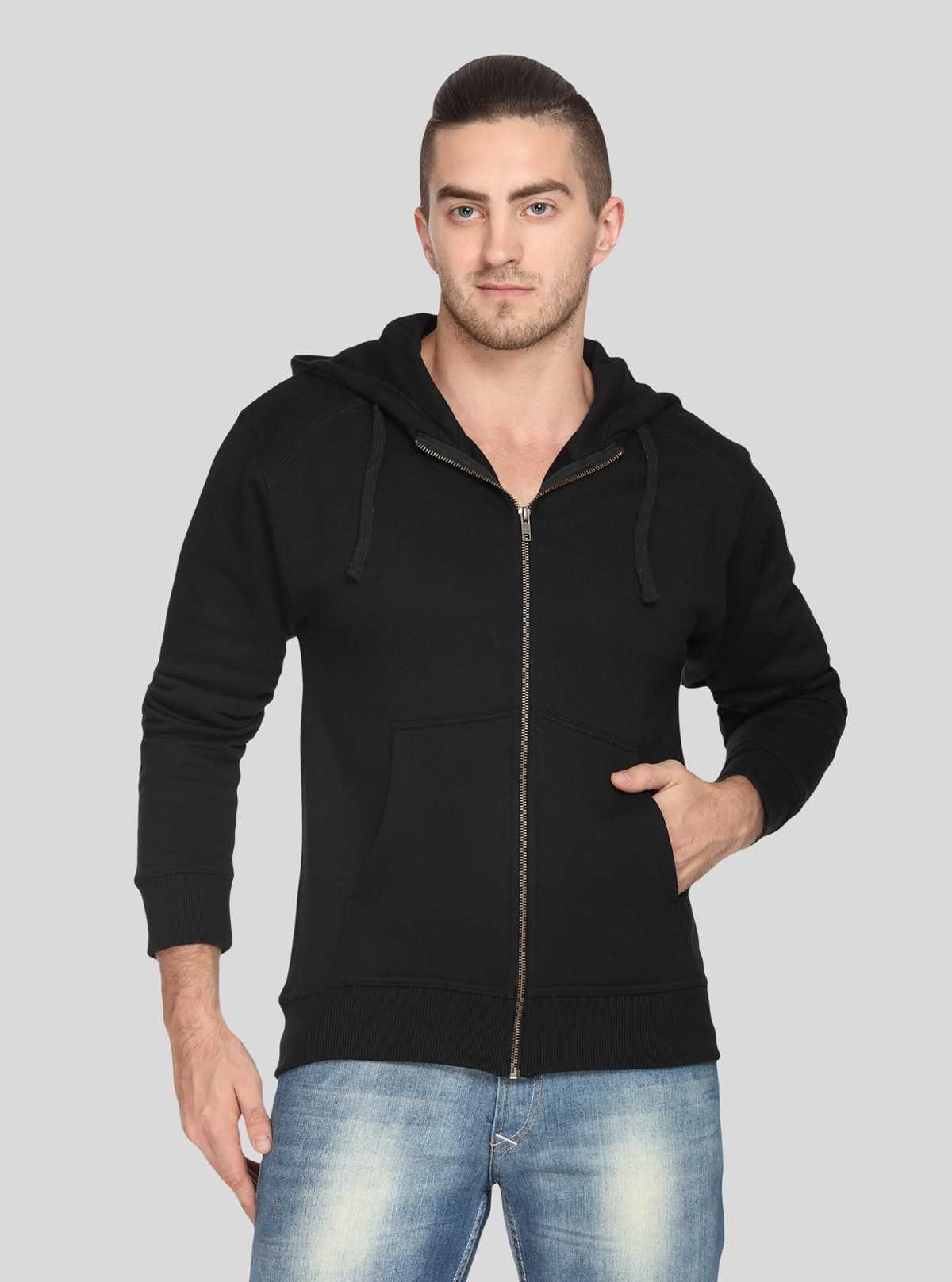 Men’s Black Zipper Hoodie – Classic Zip-Up with Urban Edge & Comfort