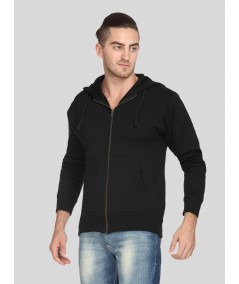 Black Hooded Zipper Sweat Shirt