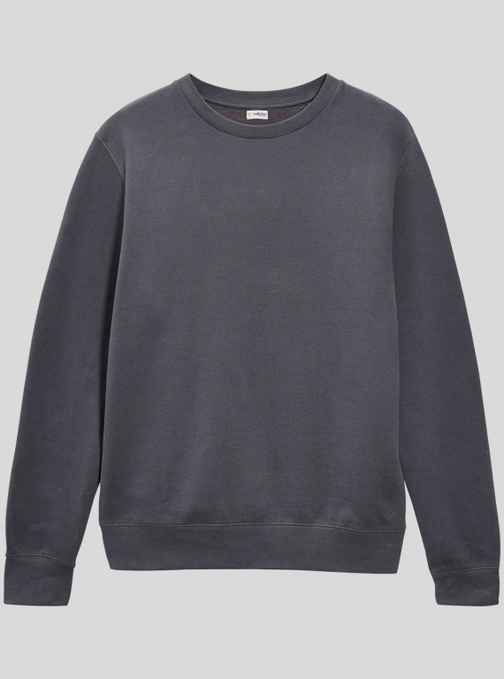 Men’s Grey Garment Dyed Sweatshirt – Washed Look, Premium Comfort