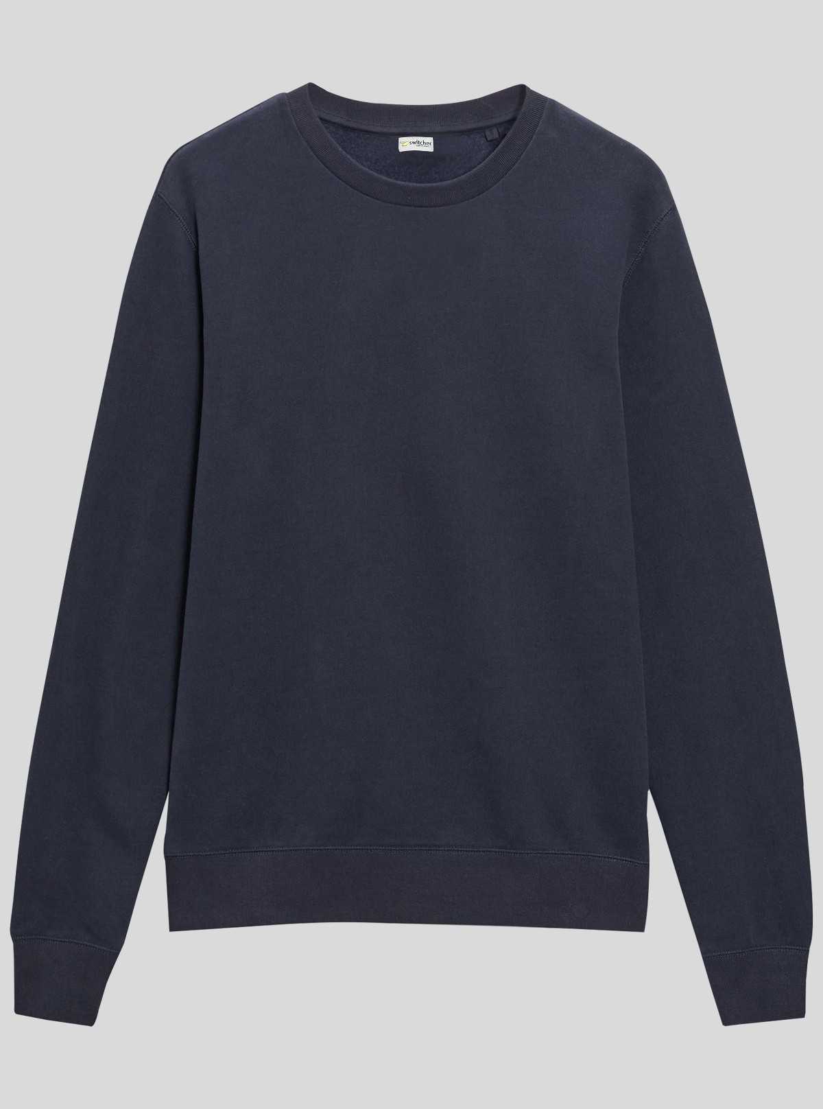 Men’s Navy Garment Dyed Sweatshirt – Classic Fit with Washed Elegance