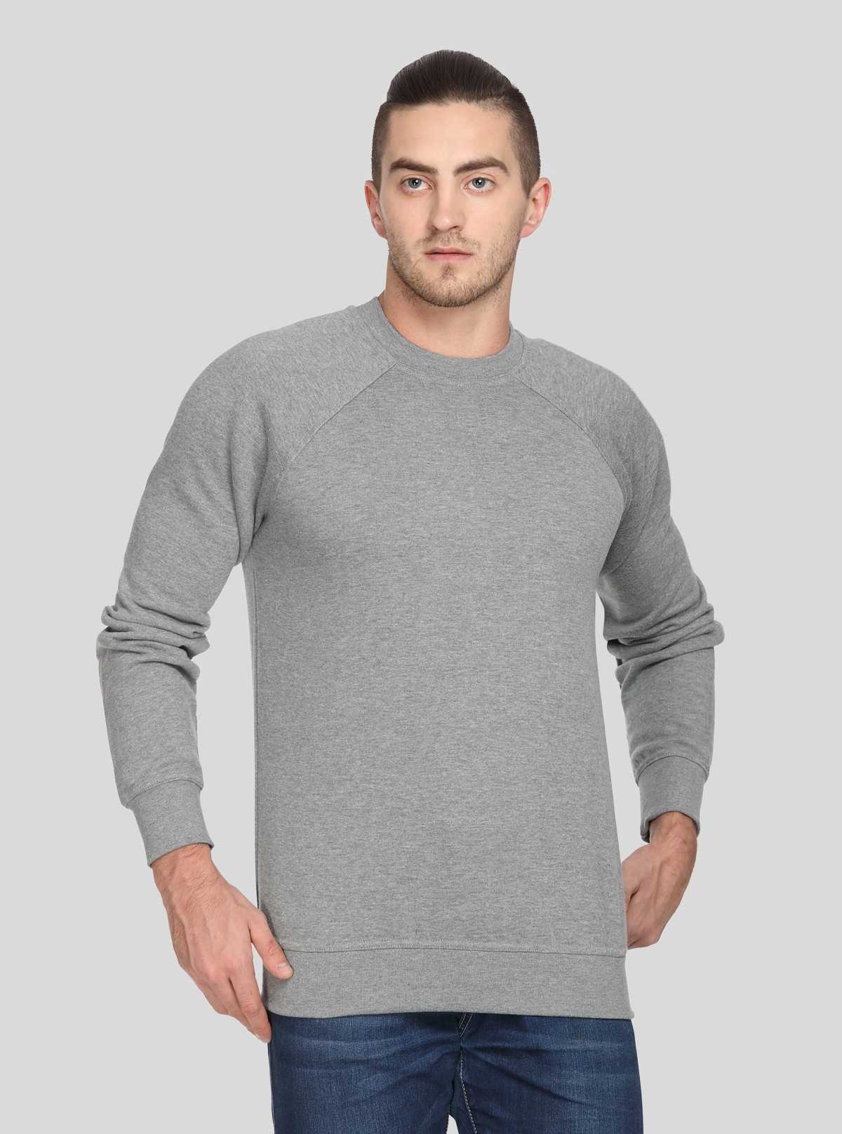 Men’s Grey Melange Fleece Sweatshirt – Timeless Warmth & Soft Comfort