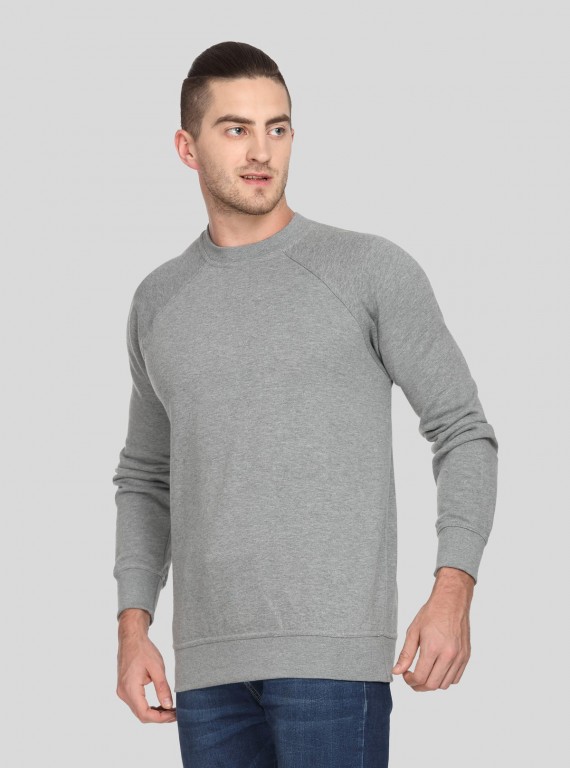 Men’s Grey Melange Fleece Sweatshirt – Timeless Warmth & Soft Comfort