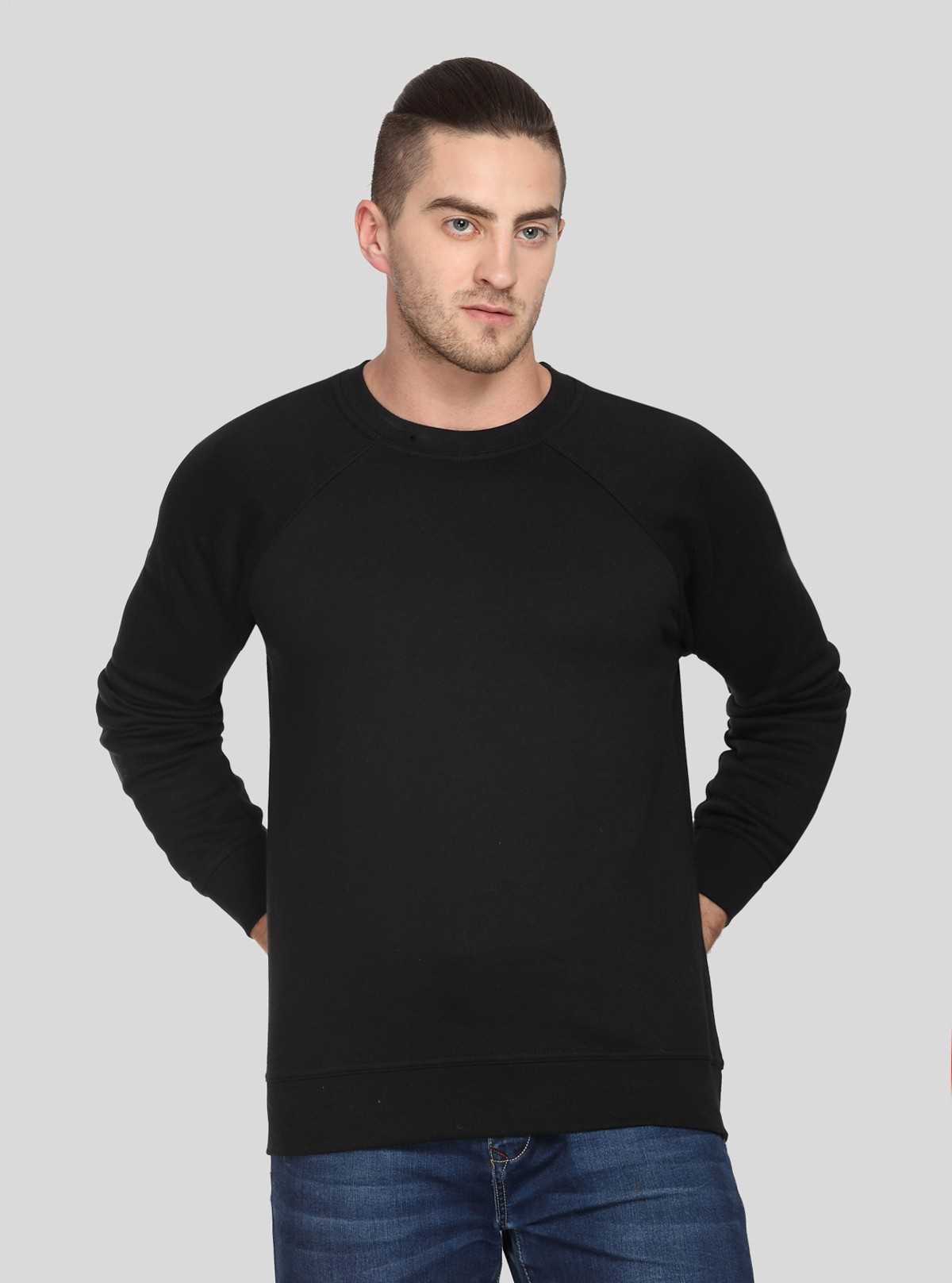 Men’s Black Raglon Fleece Sweatshirt – Sleek Design, All-Day Warmth