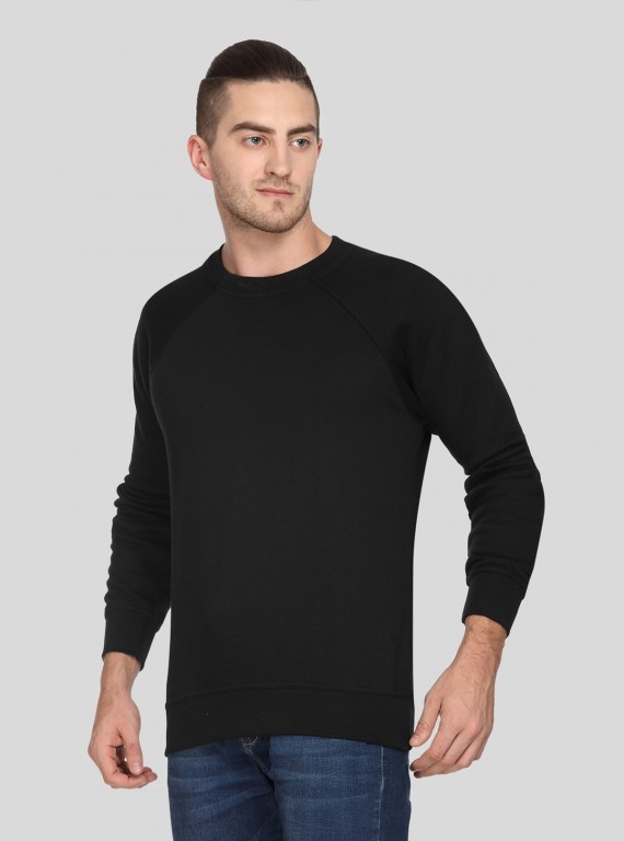 Black Raglon Fleece Sweat Shirt