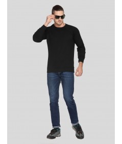 Black Raglon Fleece Sweat Shirt