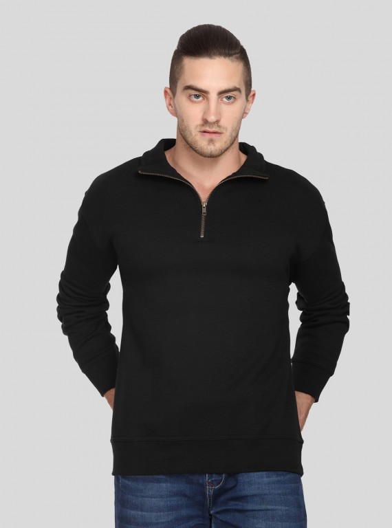 Men’s Black Zipper Collar Cardigan – Sleek, Smart & Versatile